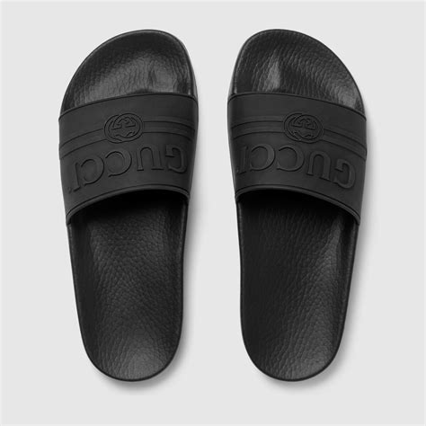 gucci logo rubber slide|are Gucci rubber slides comfortable.